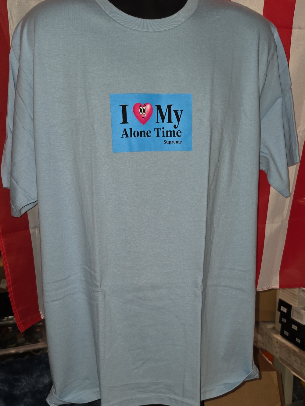 Supreme Light Blue Tee with Pink Heart Box Logo